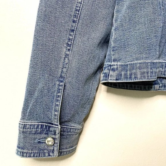 Christine Alexander Denim Fitted Jean Jacket Swarovski Crystals Women's Medium - Picture 8 of 9
